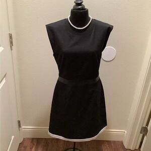 Harve Benard Black White Contrast Hem Sleeveless A-Line Dress HM0727143 Size 10